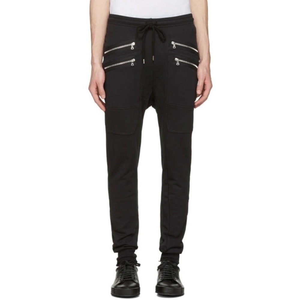 Markus Lupfer Mens Black Double Zip Lounge Skull Punk Grunge Jogger Pants size S
